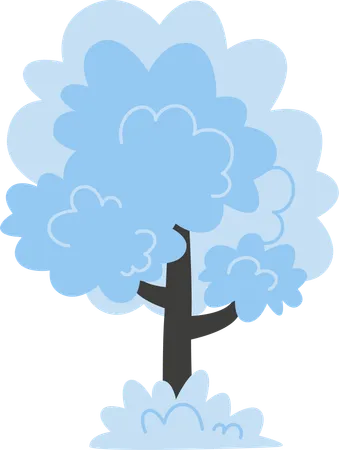 Un arbre bleu et enneigé  Illustration