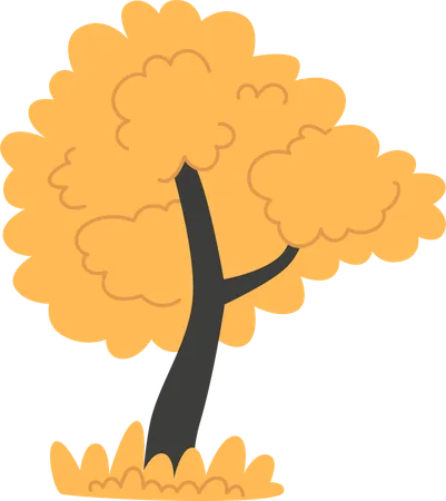 Un arbre jaune d'automne  Illustration