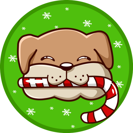 Le chien a apporté un bonbon de Noël  Illustration