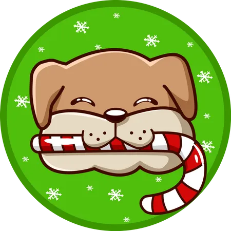 Le chien a apporté un bonbon de Noël  Illustration