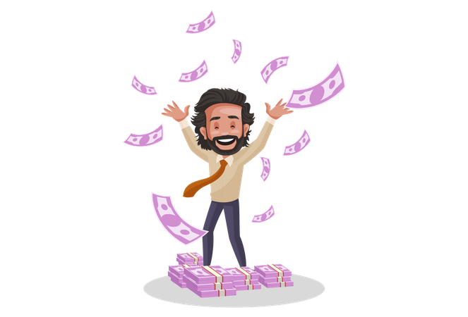 Un conseiller en investissement indien jette de l'argent en l'air  Illustration