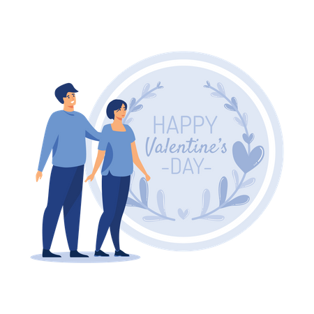 Un couple célèbre la Saint-Valentin  Illustration