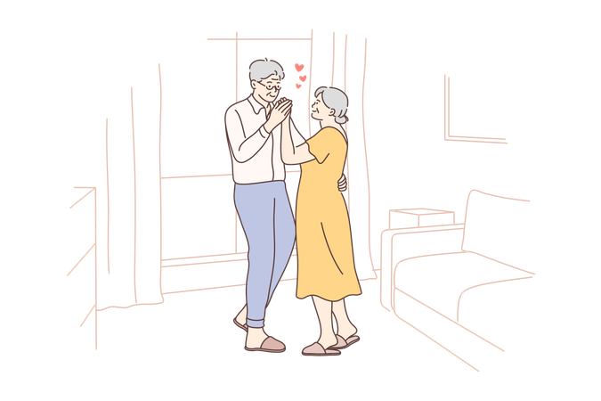 Un couple de personnes âgées est amoureux  Illustration