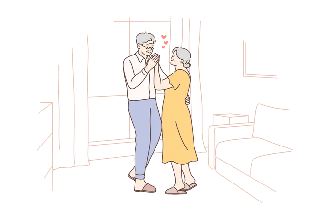 Un couple de personnes âgées est amoureux  Illustration