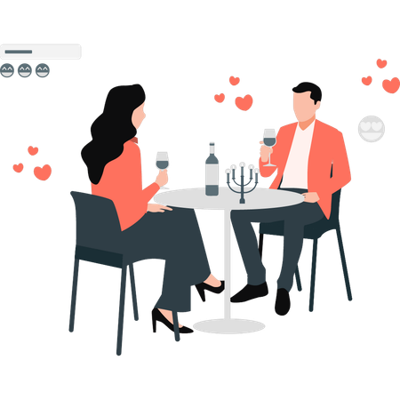 Un couple dîne au restaurant  Illustration