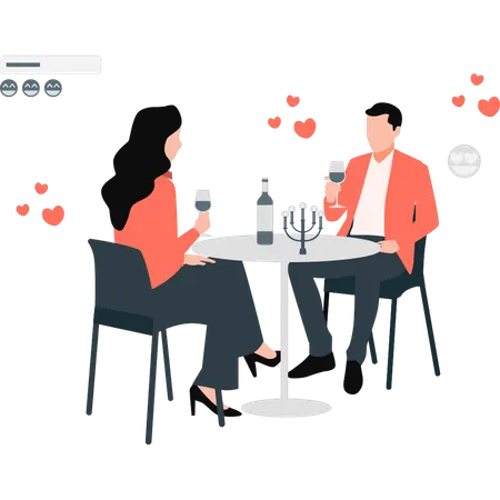 Un couple dîne au restaurant  Illustration