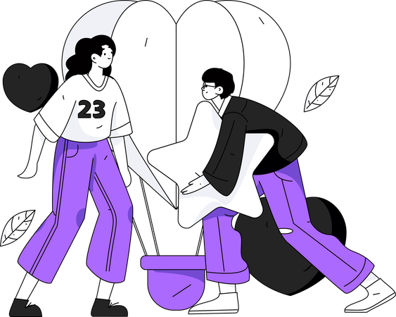 Un couple fête la Saint-Valentin ensemble  Illustration