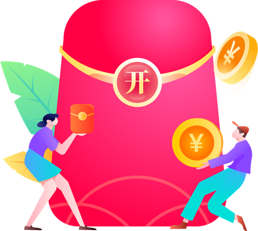 Un couple paie de l'argent en ligne pour faire des achats en ligne  Illustration