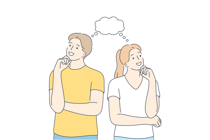 Un couple pense à se surprendre  Illustration