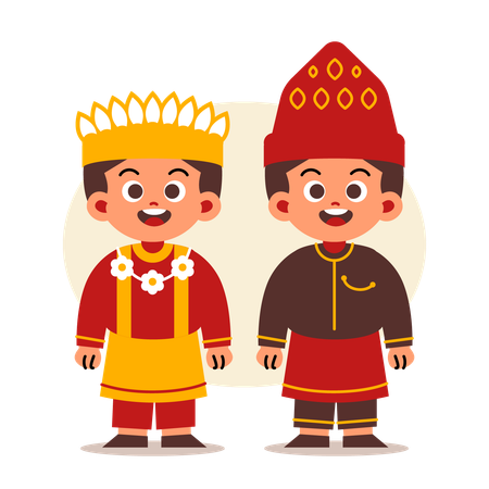 Un couple porte des vêtements traditionnels indonésiens d’Aceh  Illustration