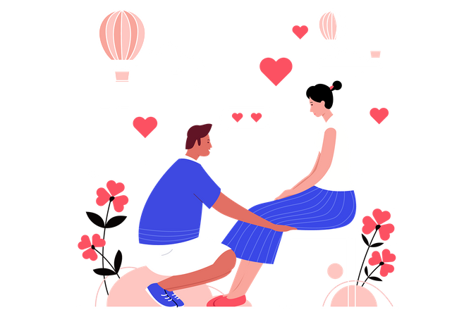 Un couple propose en mariage  Illustration
