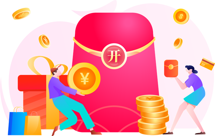 Un couple reçoit des récompenses grâce à ses achats en ligne  Illustration