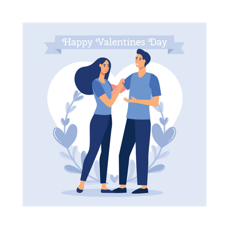 Un couple romantique célèbre la Saint-Valentin  Illustration