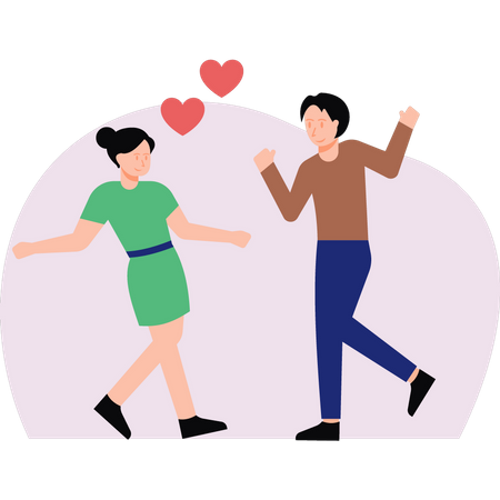 Un couple s'amuse le jour de la Saint-Valentin  Illustration