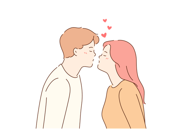 Un couple s'embrasse  Illustration