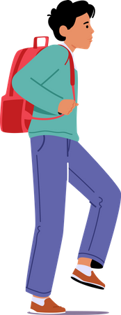 Un écolier marche jusqu'à l'école  Illustration