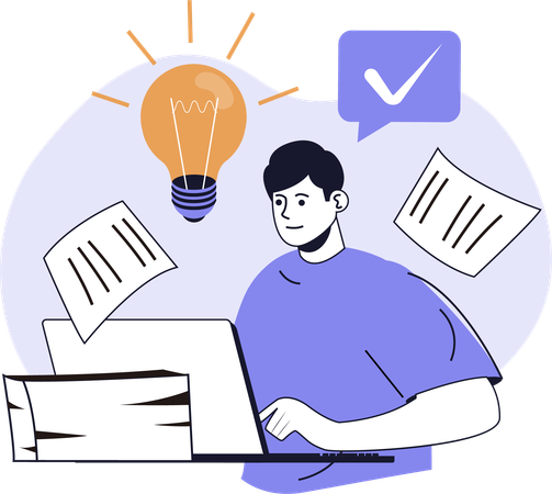 Un employé partage des idées créatives  Illustration