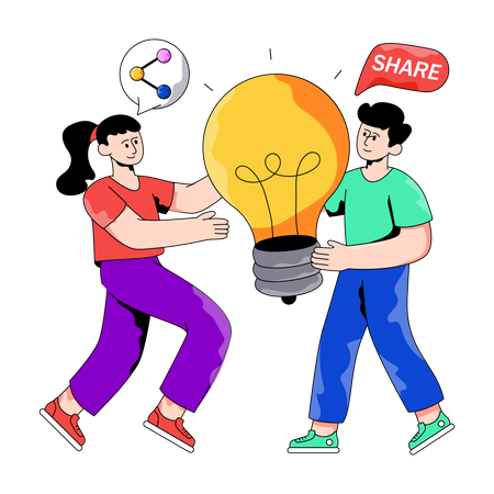Un employé partage des idées créatives  Illustration