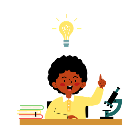 Un enfant ayant une idée géniale et une solution intelligente  Illustration