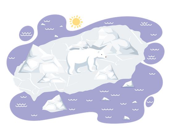 Un être polaire souffrant de la fonte des glaces  Illustration
