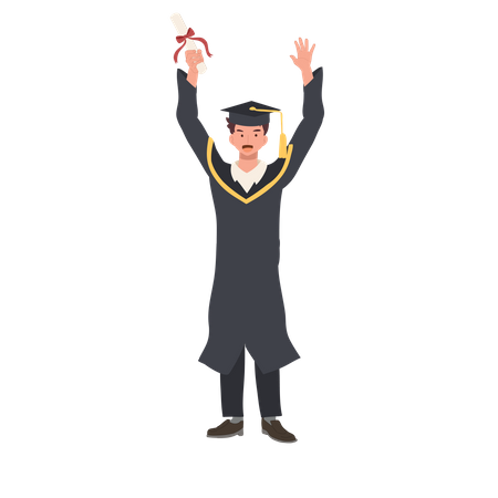 Un étudiant diplômé célèbre sa réussite en éducation  Illustration