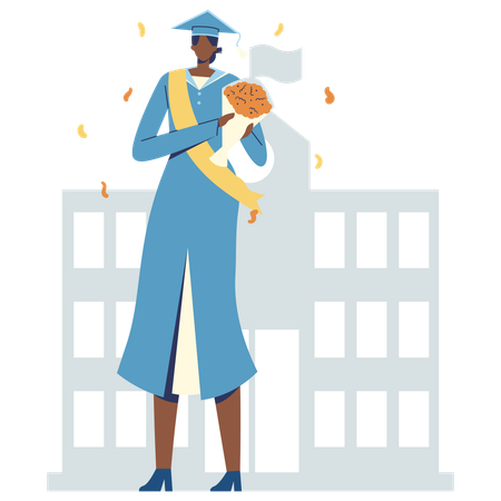 Un étudiant reçoit les honneurs de son diplôme  Illustration