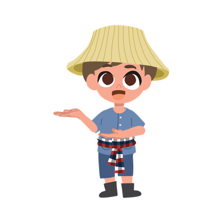 Un fermier mignon montre quelque chose  Illustration