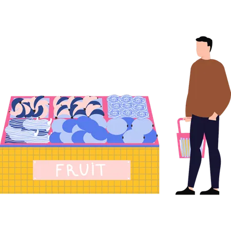 Le garçon achète des fruits dans le magasin  Illustration