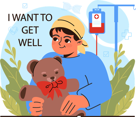 Un garçon atteint de cancer veut guérir  Illustration