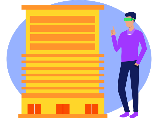Un garçon étudie grâce à la technologie VR  Illustration