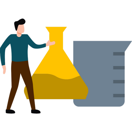 Le garçon étudie les sciences  Illustration