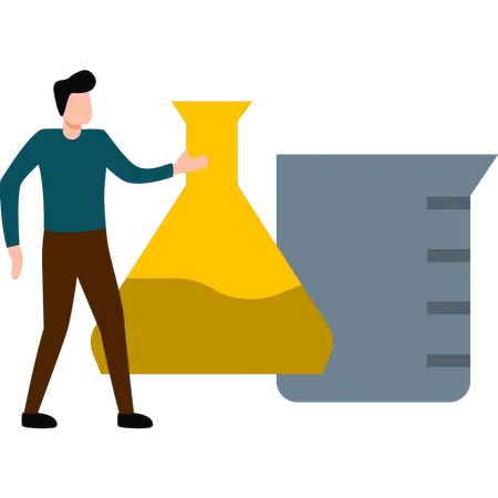 Le garçon étudie les sciences  Illustration