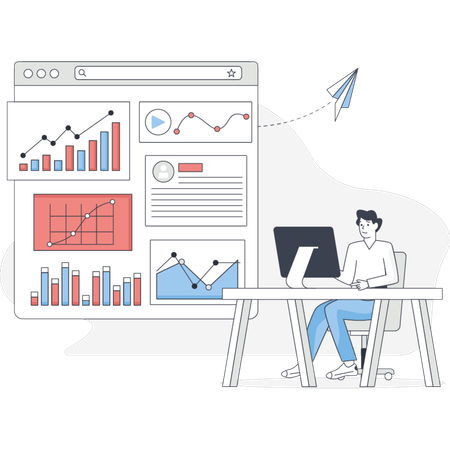 Un garçon fait un rapport interactif  Illustration