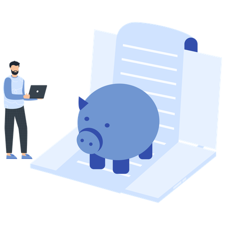 Un garçon parle de planification financière  Illustration