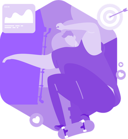 Un garçon partage des activités sur une plateforme sociale  Illustration