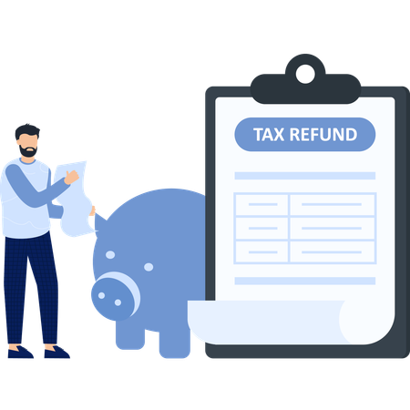 Un garçon reçoit un remboursement d'impôt  Illustration