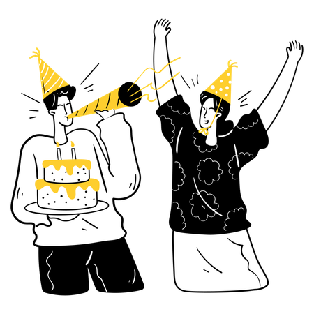 Un garçon reçoit une fête d'anniversaire surprise  Illustration