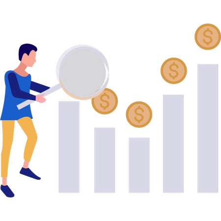 Le garçon regarde les progrès de l'entreprise  Illustration