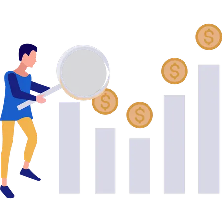 Le garçon regarde les progrès de l'entreprise  Illustration