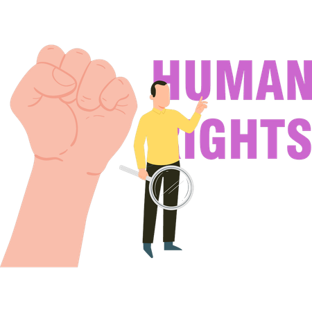 Un garçon se bat pour les droits de l'homme  Illustration