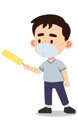Un garçon tue des moustiques  Illustration