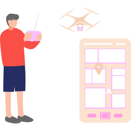 Un gars pilote une caméra de drone  Illustration