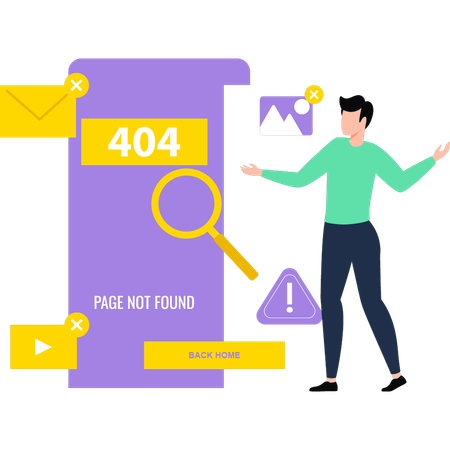 Guy voit une erreur 404  Illustration