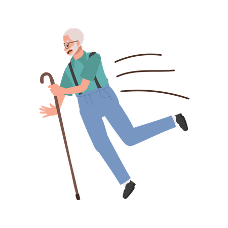 Un grand-père âgé glisse  Illustration