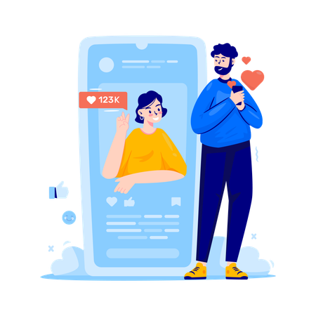 Un hombre da señal de amor.  Ilustración