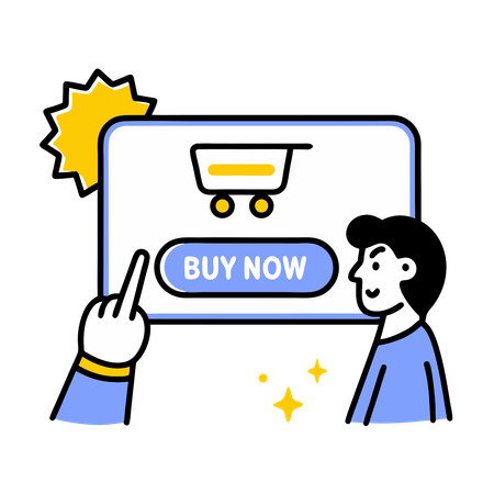 Un hombre de negocios compra en línea  Ilustración