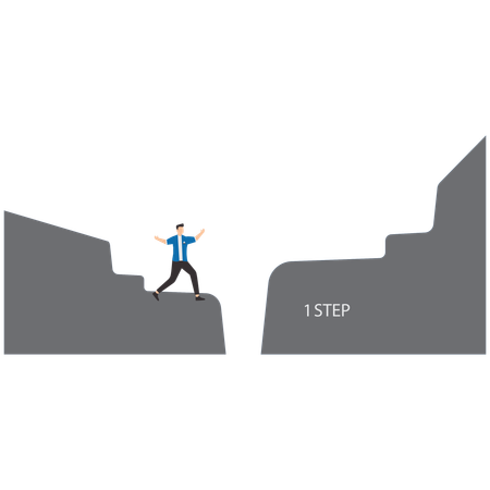 Un hombre de negocios inteligente opta por utilizar escaleras con escalones poco espaciados para que le resulte más fácil dar pasos de forma constante  Ilustración