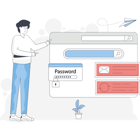 Un hombre sostiene una contraseña que se muestra en la pantalla de una computadora, lo que enfatiza la seguridad y la privacidad digital.  Ilustración