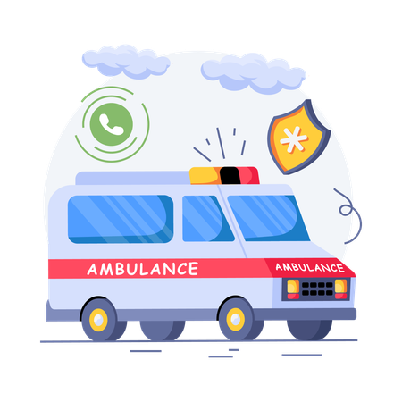 Un homme doit être transporté d'urgence à l'hôpital en ambulance  Illustration