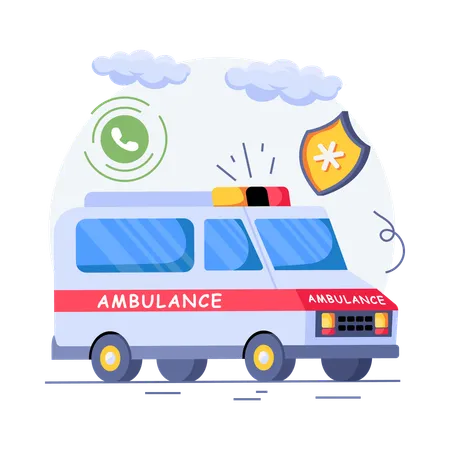 Un homme doit être transporté d'urgence à l'hôpital en ambulance  Illustration